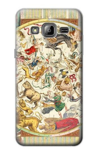 W3145 Constellation antique Carte du ciel étoilé Etui Coque Housse et Flip Housse Cuir pour Samsung Galaxy J3 (2016)