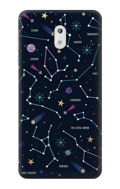 W3220 Carte Zodiaque étoiles Constellations Etui Coque Housse et Flip Housse Cuir pour Nokia 3