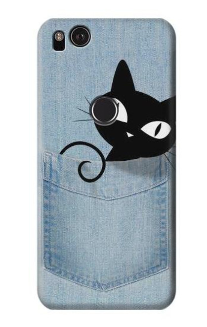 W2641 Noir Chat Poche Etui Coque Housse et Flip Housse Cuir pour Google Pixel 2 XL