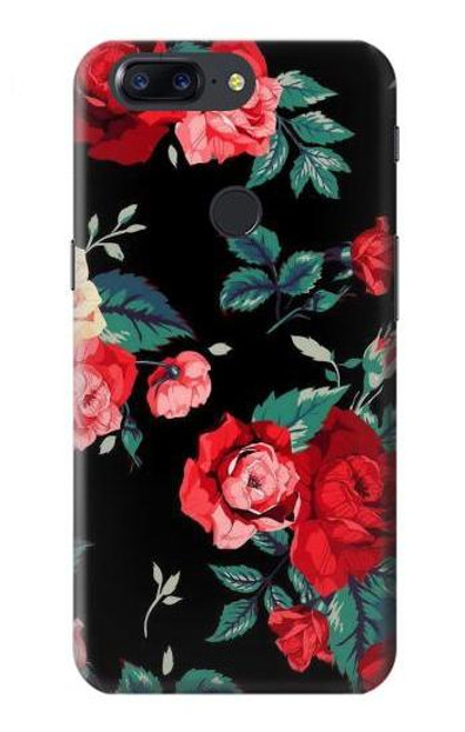 W3112 Motif floral Rose Noir Etui Coque Housse et Flip Housse Cuir pour OnePlus 5T