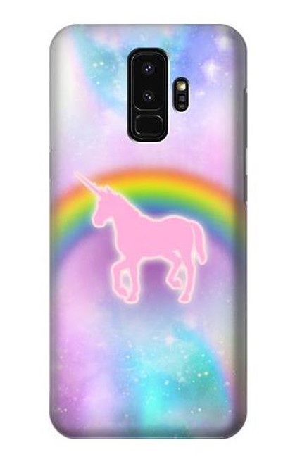 W3070 Arc en ciel pastel ciel Licorne Etui Coque Housse et Flip Housse Cuir pour Samsung Galaxy S9 Plus