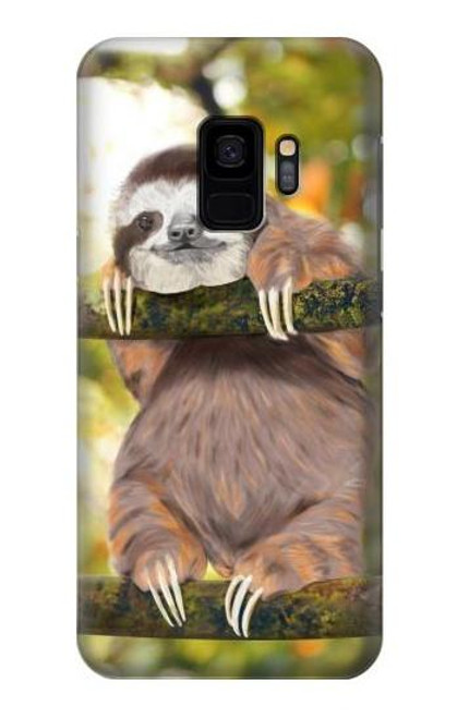 W3138 Peinture mignon bébé Sloth Etui Coque Housse et Flip Housse Cuir pour Samsung Galaxy S9