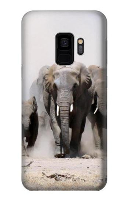 W3142 éléphant d'Afrique Etui Coque Housse et Flip Housse Cuir pour Samsung Galaxy S9