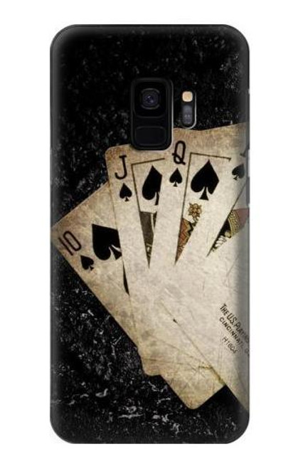 W3231 Cartes royales millésimé Flush droite Etui Coque Housse et Flip Housse Cuir pour Samsung Galaxy S9