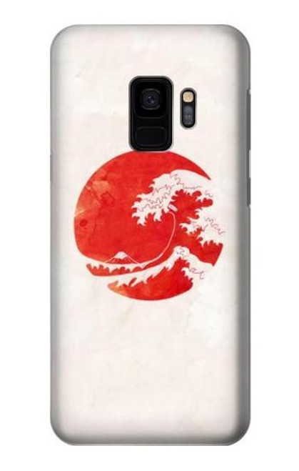 W3237 Waves Japon Drapeau Etui Coque Housse et Flip Housse Cuir pour Samsung Galaxy S9