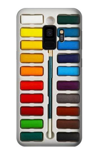 W3243 Ensemble de peinture aquarelle Etui Coque Housse et Flip Housse Cuir pour Samsung Galaxy S9