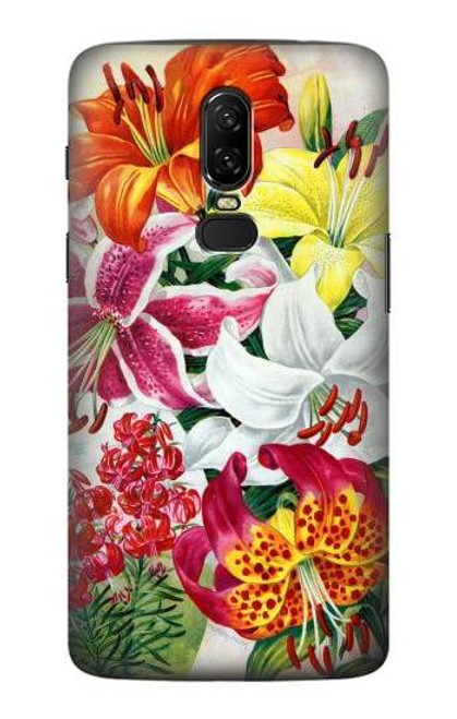 W3205 Fleurs Art Retro Etui Coque Housse et Flip Housse Cuir pour OnePlus 6