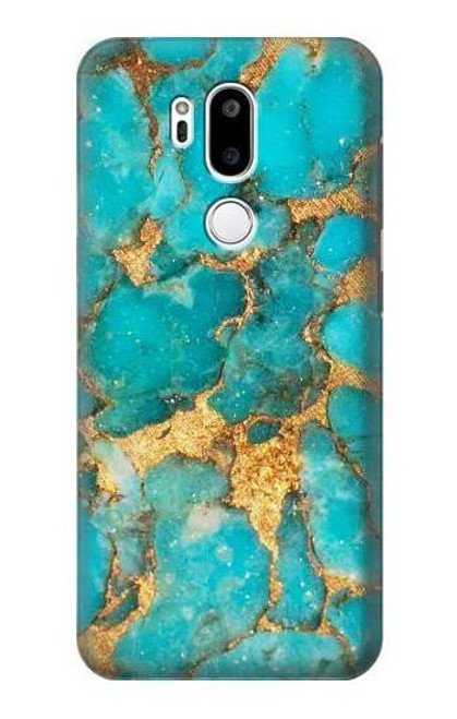 W2906 Aqua Turquoise Pierre Etui Coque Housse et Flip Housse Cuir pour LG G7 ThinQ