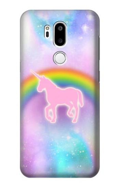 W3070 Arc en ciel pastel ciel Licorne Etui Coque Housse et Flip Housse Cuir pour LG G7 ThinQ