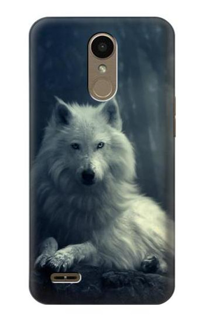 W1516 Loup blanc Etui Coque Housse et Flip Housse Cuir pour LG K10 (2018), LG K30