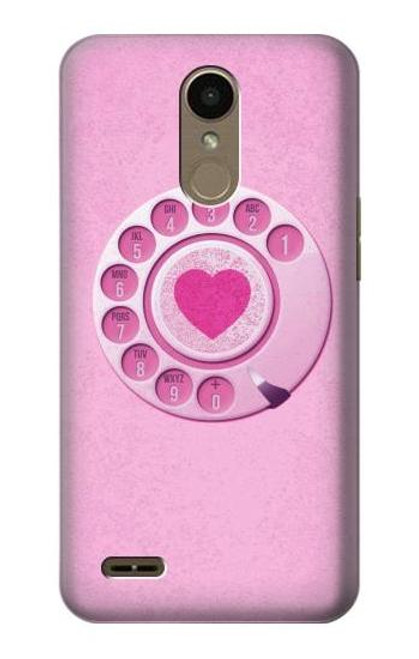 W2847 Rose Rétro téléphone Rotatif Etui Coque Housse et Flip Housse Cuir pour LG K10 (2018), LG K30