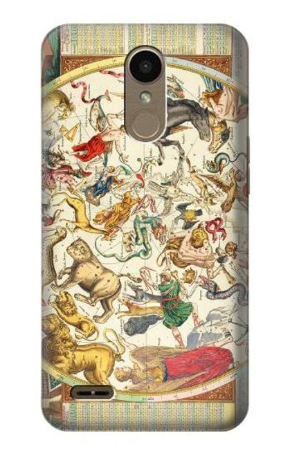 W3145 Constellation antique Carte du ciel étoilé Etui Coque Housse et Flip Housse Cuir pour LG K10 (2018), LG K30