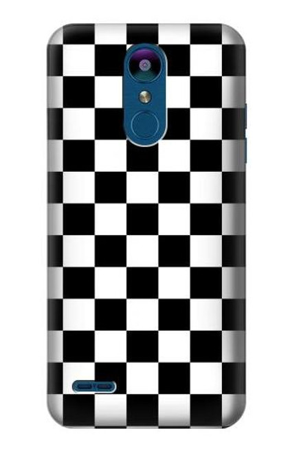 W1611 Échiquier Damier Noir Blanc Etui Coque Housse et Flip Housse Cuir pour LG K8 (2018)