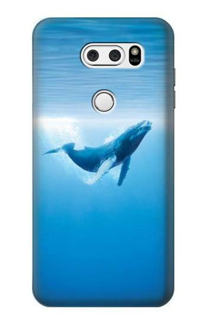 W0843 Baleine bleue Etui Coque Housse et Flip Housse Cuir pour LG V30, LG V30 Plus, LG V30S ThinQ, LG V35, LG V35 ThinQ