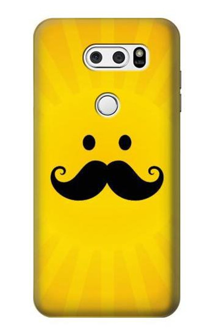 W1145 Soleil jaune Mustache Etui Coque Housse et Flip Housse Cuir pour LG V30, LG V30 Plus, LG V30S ThinQ, LG V35, LG V35 ThinQ