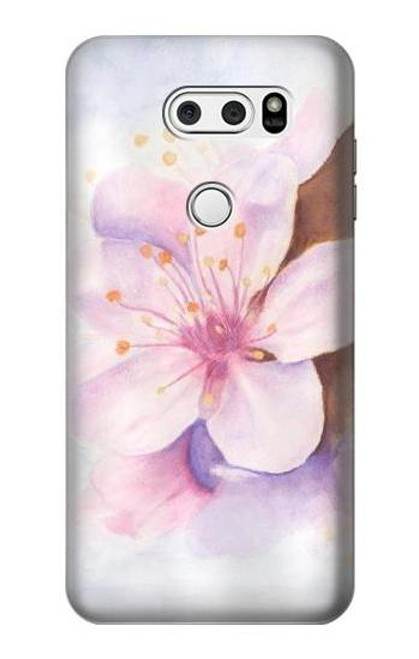 W1415 Fleur de Sakura Art Etui Coque Housse et Flip Housse Cuir pour LG V30, LG V30 Plus, LG V30S ThinQ, LG V35, LG V35 ThinQ