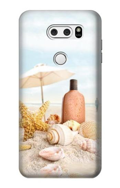 W1425 Seashells sur la plage Etui Coque Housse et Flip Housse Cuir pour LG V30, LG V30 Plus, LG V30S ThinQ, LG V35, LG V35 ThinQ