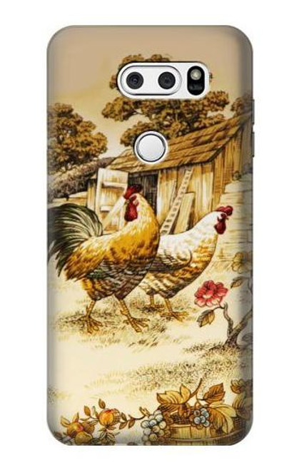 W2181 Français Pays Poulet Etui Coque Housse et Flip Housse Cuir pour LG V30, LG V30 Plus, LG V30S ThinQ, LG V35, LG V35 ThinQ