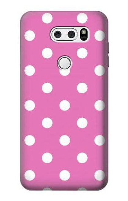 W2358 Rose à pois Etui Coque Housse et Flip Housse Cuir pour LG V30, LG V30 Plus, LG V30S ThinQ, LG V35, LG V35 ThinQ