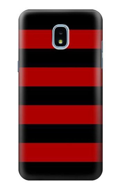 W2638 Noir et Rouge rayé Etui Coque Housse et Flip Housse Cuir pour Samsung Galaxy J3 (2018), J3 Star, J3 V 3rd Gen, J3 Orbit, J3 Achieve, Express Prime 3, Amp Prime 3