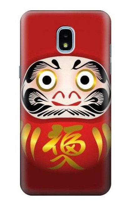 W2839 Japon Daruma Poupée Etui Coque Housse et Flip Housse Cuir pour Samsung Galaxy J3 (2018), J3 Star, J3 V 3rd Gen, J3 Orbit, J3 Achieve, Express Prime 3, Amp Prime 3