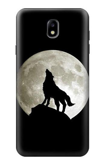 W1981 Loup hurlant à la lune Etui Coque Housse et Flip Housse Cuir pour Samsung Galaxy J7 (2018), J7 Aero, J7 Top, J7 Aura, J7 Crown, J7 Refine, J7 Eon, J7 V 2nd Gen, J7 Star