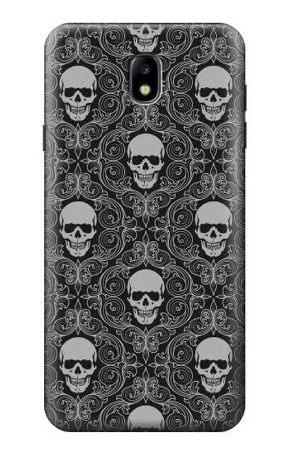 W2371 Crâne Motif monochrome Millésime Etui Coque Housse et Flip Housse Cuir pour Samsung Galaxy J7 (2018), J7 Aero, J7 Top, J7 Aura, J7 Crown, J7 Refine, J7 Eon, J7 V 2nd Gen, J7 Star