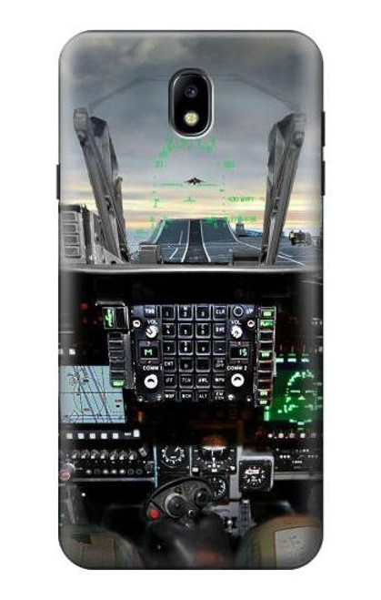 W2435 Avion de chasse Cockpit d'avion Etui Coque Housse et Flip Housse Cuir pour Samsung Galaxy J7 (2018), J7 Aero, J7 Top, J7 Aura, J7 Crown, J7 Refine, J7 Eon, J7 V 2nd Gen, J7 Star