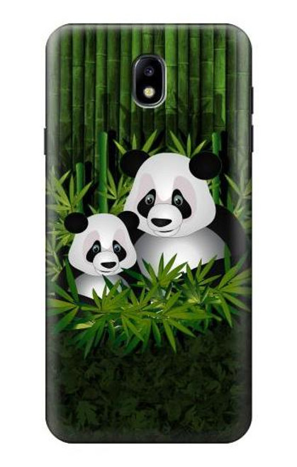 W2441 Forêt de Bambous de la famille Panda Etui Coque Housse et Flip Housse Cuir pour Samsung Galaxy J7 (2018), J7 Aero, J7 Top, J7 Aura, J7 Crown, J7 Refine, J7 Eon, J7 V 2nd Gen, J7 Star