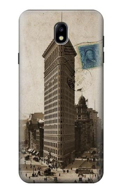 W2832 New York 1903 Flatiron Cartes Postales Bâtiment Etui Coque Housse et Flip Housse Cuir pour Samsung Galaxy J7 (2018), J7 Aero, J7 Top, J7 Aura, J7 Crown, J7 Refine, J7 Eon, J7 V 2nd Gen, J7 Star