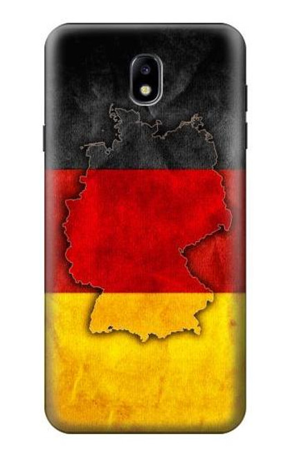 W2935 Allemagne Drapeau Carte Etui Coque Housse et Flip Housse Cuir pour Samsung Galaxy J7 (2018), J7 Aero, J7 Top, J7 Aura, J7 Crown, J7 Refine, J7 Eon, J7 V 2nd Gen, J7 Star