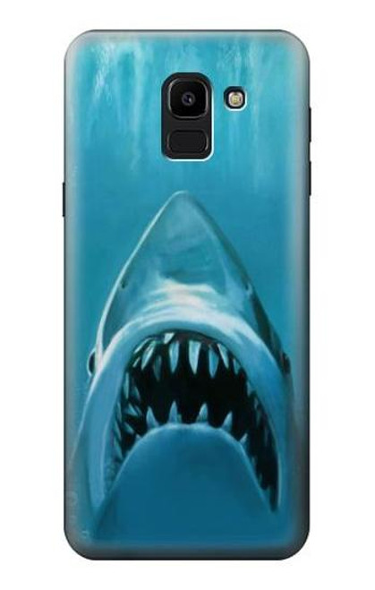 W0830 Requin blanc Etui Coque Housse et Flip Housse Cuir pour Samsung Galaxy J6 (2018)