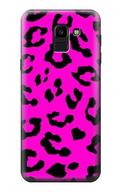 W1850 Motif rose Léopard Etui Coque Housse et Flip Housse Cuir pour Samsung Galaxy J6 (2018)