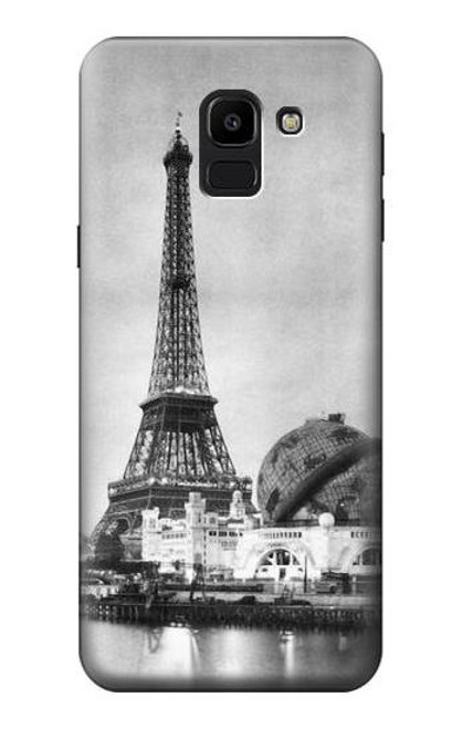 W2350 Vieille Tour Eiffel Paris Etui Coque Housse et Flip Housse Cuir pour Samsung Galaxy J6 (2018)