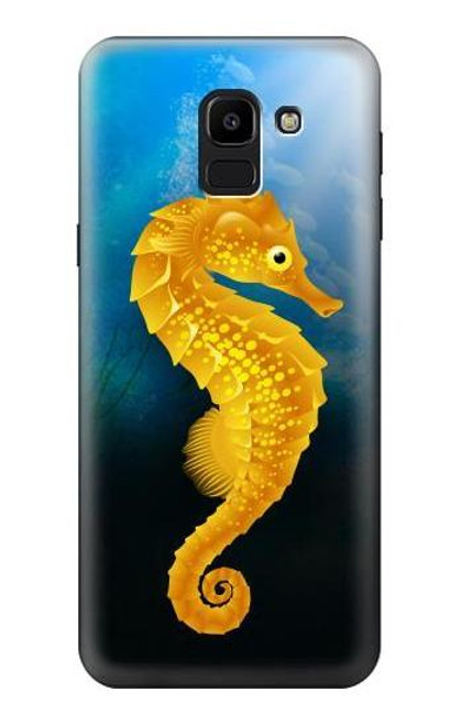 W2444 Hippocampe Monde sous-marin Etui Coque Housse et Flip Housse Cuir pour Samsung Galaxy J6 (2018)