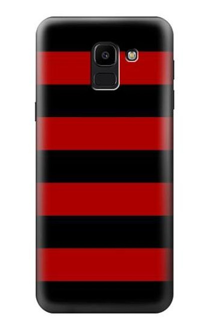 W2638 Noir et Rouge rayé Etui Coque Housse et Flip Housse Cuir pour Samsung Galaxy J6 (2018)