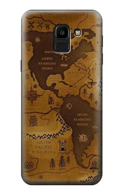 W2861 Carte antique du monde Etui Coque Housse et Flip Housse Cuir pour Samsung Galaxy J6 (2018)