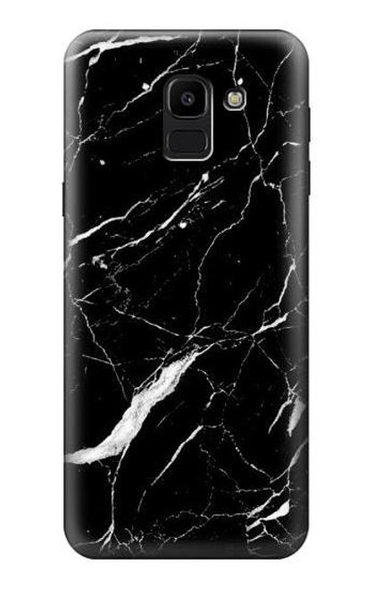 W2895 Noir Marbre imprimé graphique Etui Coque Housse et Flip Housse Cuir pour Samsung Galaxy J6 (2018)