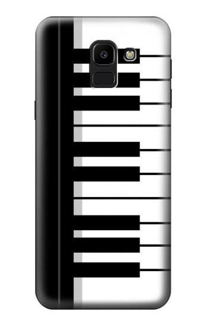 W3078 Noir et blanc Clavier de piano Etui Coque Housse et Flip Housse Cuir pour Samsung Galaxy J6 (2018)