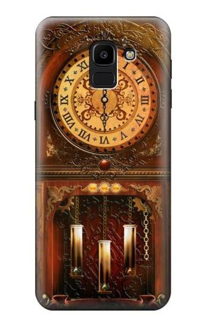 W3174 Horloge Grand-père Etui Coque Housse et Flip Housse Cuir pour Samsung Galaxy J6 (2018)