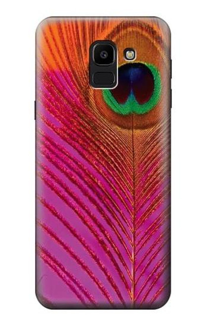 W3201 Rose Paon Plume Etui Coque Housse et Flip Housse Cuir pour Samsung Galaxy J6 (2018)