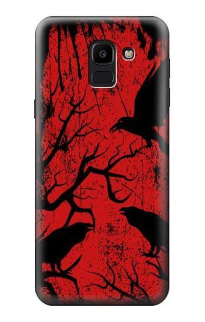 W3325 Corbeau Noir Sang Arbre Etui Coque Housse et Flip Housse Cuir pour Samsung Galaxy J6 (2018)