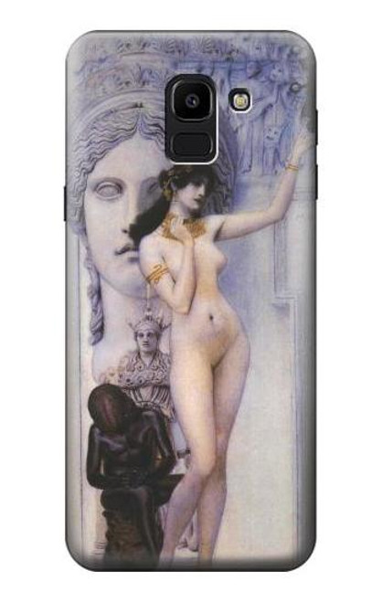 W3353 Gustav Klimt Allégorie de la sculpture Etui Coque Housse et Flip Housse Cuir pour Samsung Galaxy J6 (2018)