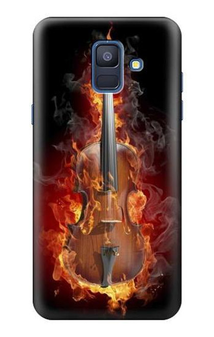 W0864 Violon feu Etui Coque Housse et Flip Housse Cuir pour Samsung Galaxy A6 (2018)