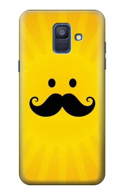 W1145 Soleil jaune Mustache Etui Coque Housse et Flip Housse Cuir pour Samsung Galaxy A6 (2018)