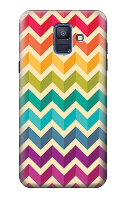 W2362 Arc en ciel coloré Shavron Zig zag Etui Coque Housse et Flip Housse Cuir pour Samsung Galaxy A6 (2018)