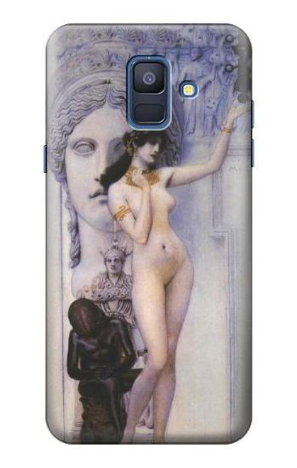 W3353 Gustav Klimt Allégorie de la sculpture Etui Coque Housse et Flip Housse Cuir pour Samsung Galaxy A6 (2018)