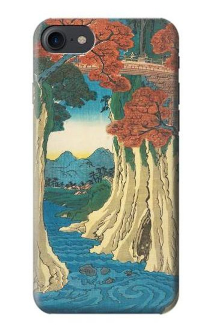 W3348 Utagawa Hiroshige Le singe Pont Etui Coque Housse et Flip Housse Cuir pour iPhone 7, iPhone 8, iPhone SE (2020) (2022)