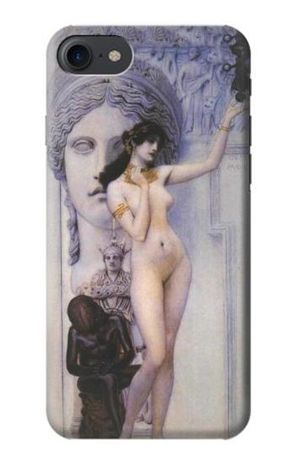 W3353 Gustav Klimt Allégorie de la sculpture Etui Coque Housse et Flip Housse Cuir pour iPhone 7, iPhone 8, iPhone SE (2020) (2022)