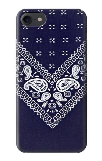 W3357 Marine Bleu Bandana Motif Etui Coque Housse et Flip Housse Cuir pour iPhone 7, iPhone 8, iPhone SE (2020) (2022)